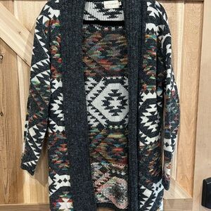 Multicolor Geometric Knit Cardigan